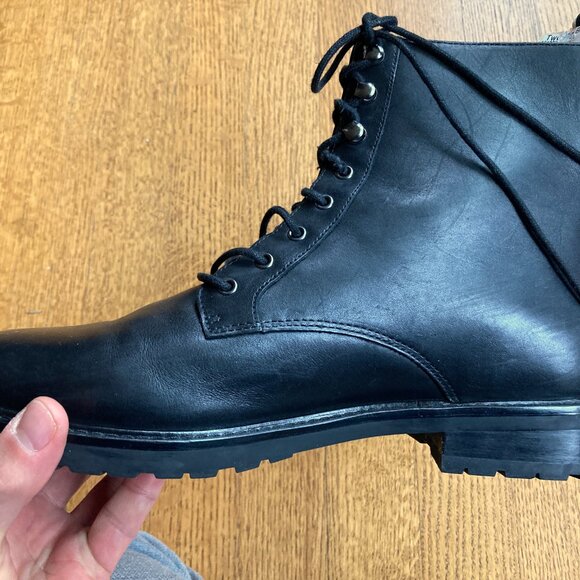 Womens Ralph Lauren Ensley Leather Combat Boots Excellent 11 Black Dr. Martens - Picture 2 of 15